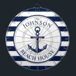 Nautical Themed Beach House Anchor Dartboard<br><div class="desc">A fully customisable and fun dartboard set with a unique nautical beach house theme. It features an anchor centred in the middle and a vibrant navy and white colour scheme. All elements are unlocked and adjustable if you need to make changes.  Have fun creating and making it your own.</div>