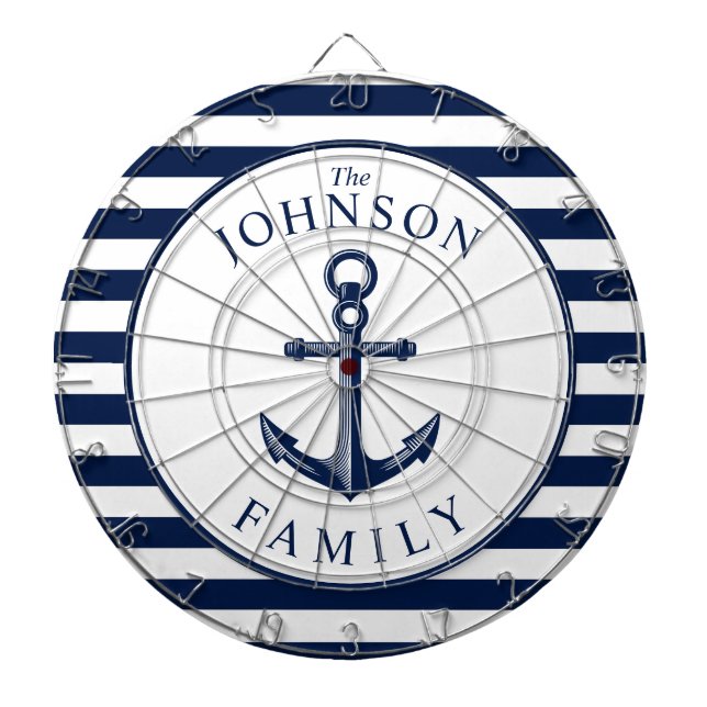Nautical Themed Beach House Anchor Family Dartboard (Front)