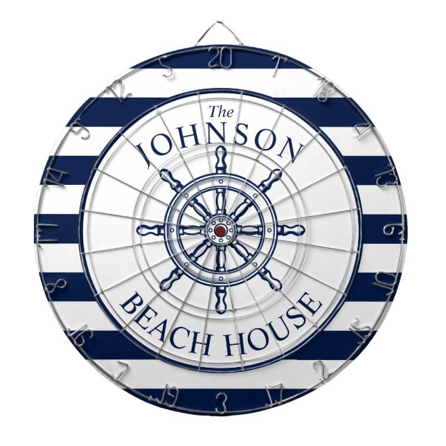 Nautical Themed Beach House Ship Wheel Dartboard (Front)