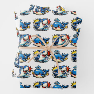 Nautical Themed Birthday Pop Art Wrapping Paper Sheet
