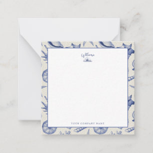 Nautical Themed Blue Seashell Custom Note Card
