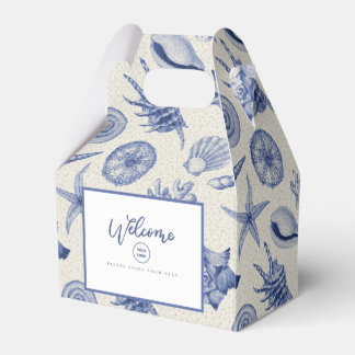 Nautical Themed Blue Seashell Favour Box