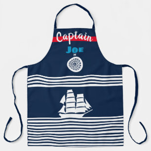 Nautical Themed Dark Blue Apron