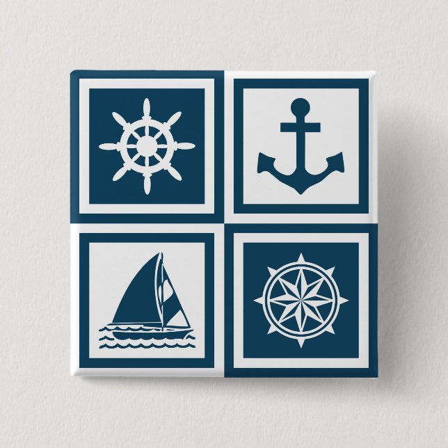 Nautical themed design 15 cm square badge (Front)
