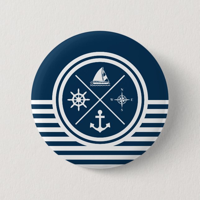 Nautical themed design 6 cm round badge (Front)