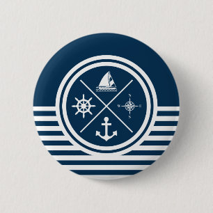 Nautical themed design 6 cm round badge