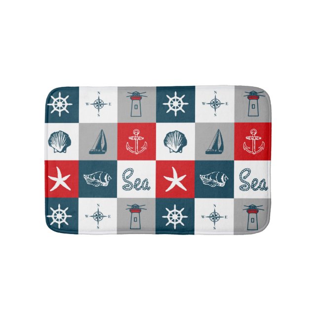 Nautical themed design bath mat (Front)
