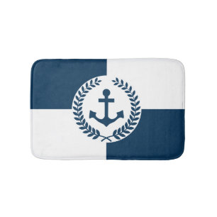 Nautical themed design bath mat