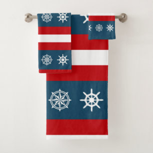Nautical themed design bath towel set