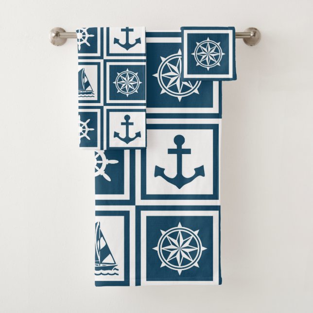 Nautical themed design bath towel set (Insitu)