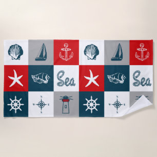 Nautical themed design beach towel