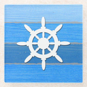 Nautical themed design glass coaster