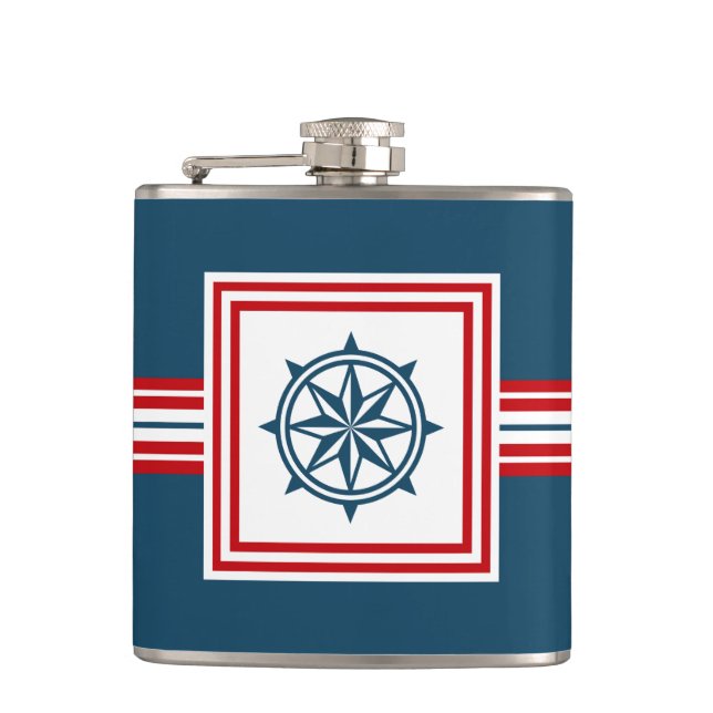 Nautical themed design hip flask (Front)