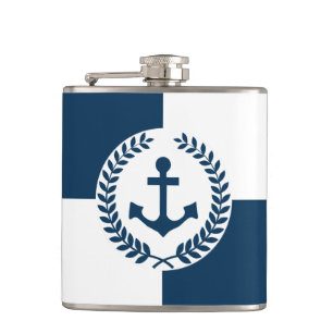 Nautical themed design hip flask