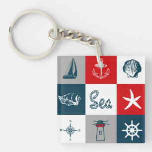 Nautical themed design key ring