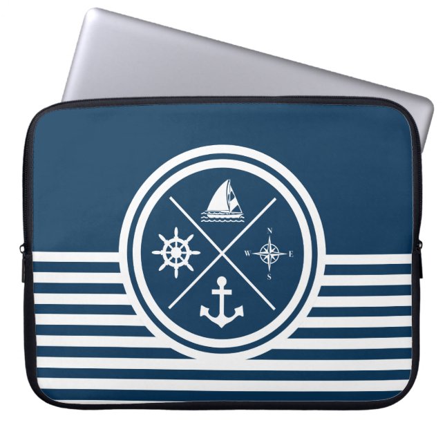 Nautical themed design laptop sleeve (Front)
