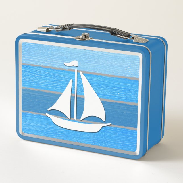 Nautical themed design metal lunch box (Front)
