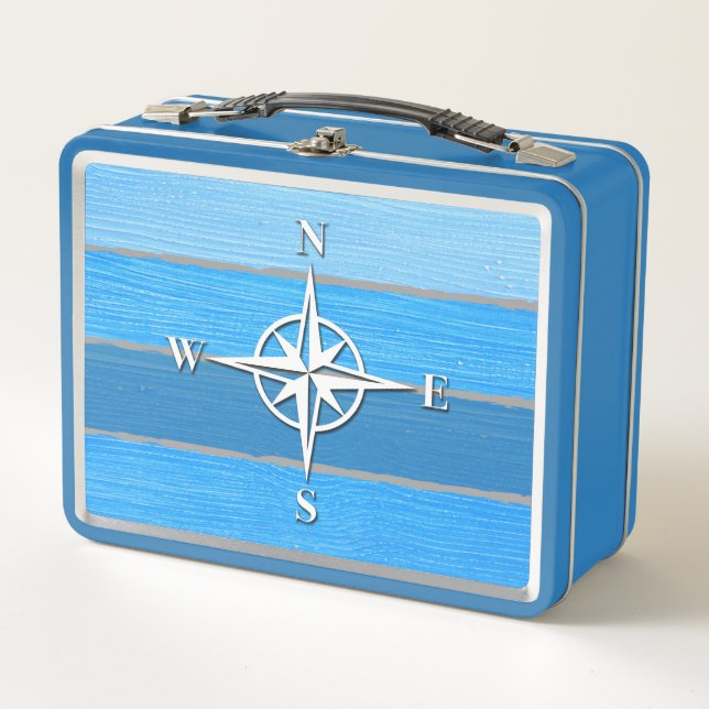 Nautical themed design metal lunch box (Front)