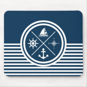 Nautical themed design mouse mat
