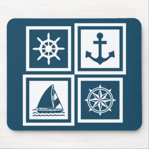Nautical themed design mouse mat