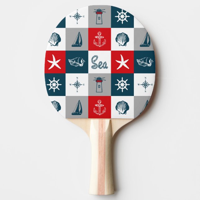 Nautical themed design ping pong paddle (Front)