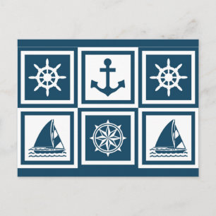 Nautical themed design postcard