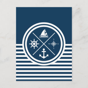 Nautical themed design postcard