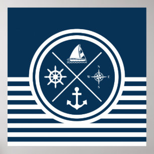 Nautical themed design poster