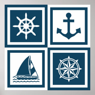Nautical themed design poster