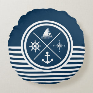 Nautical themed design round cushion