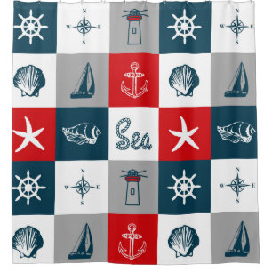 Nautical themed design shower curtain