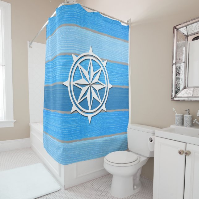 Nautical themed design shower curtain (In Situ)