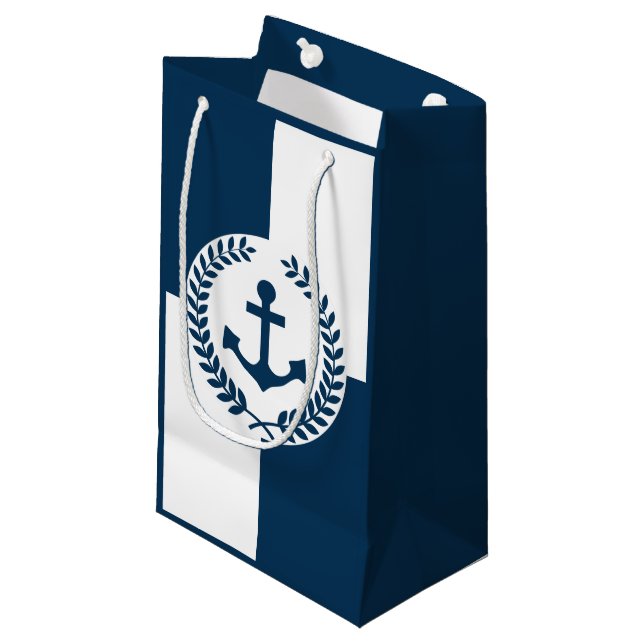 Nautical themed design small gift bag (Front Angled)
