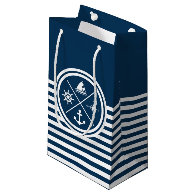 Nautical themed design small gift bag (Front Angled)