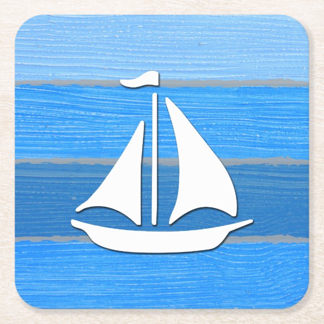 Nautical themed design square paper coaster (Front)