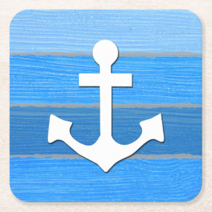 Nautical themed design square paper coaster