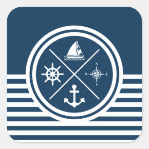 Nautical themed design square sticker