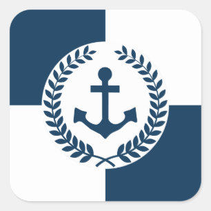 Nautical themed design square sticker