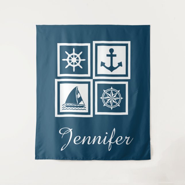 Nautical themed design tapestry (Front)