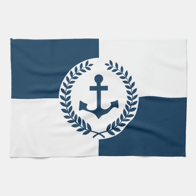 Nautical themed design tea towel (Horizontal)
