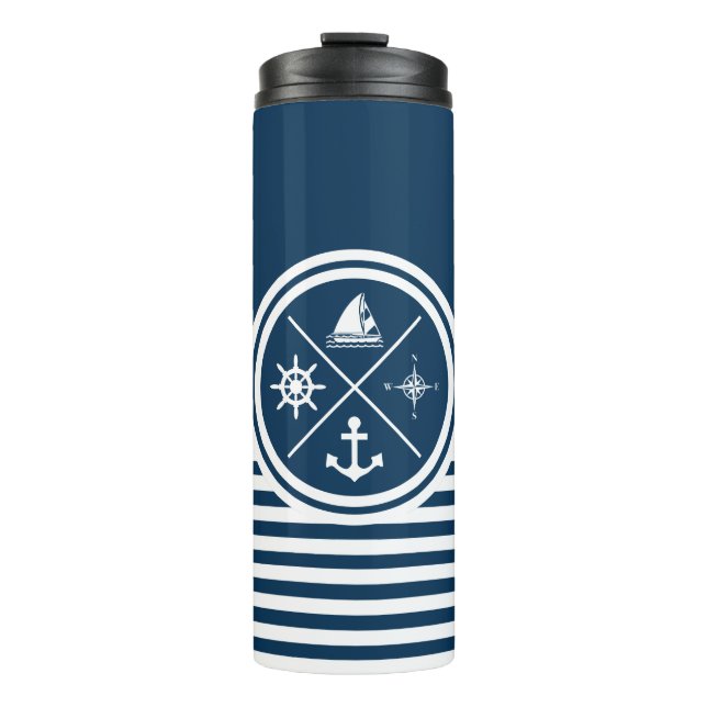 Nautical themed design thermal tumbler (Front)