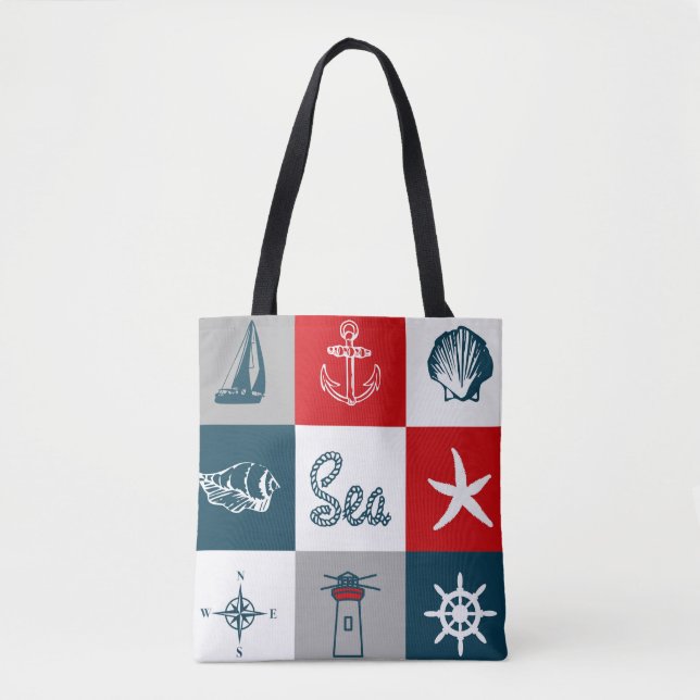 Nautical themed design tote bag (Front)