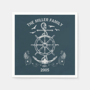 Nautical themed design with ocean scenery napkin