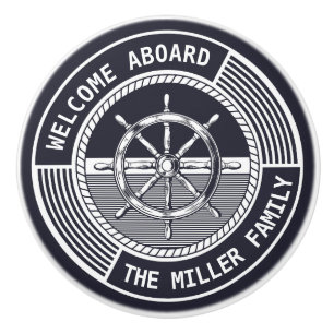 Nautical themed design with sailing wheel ceramic knob