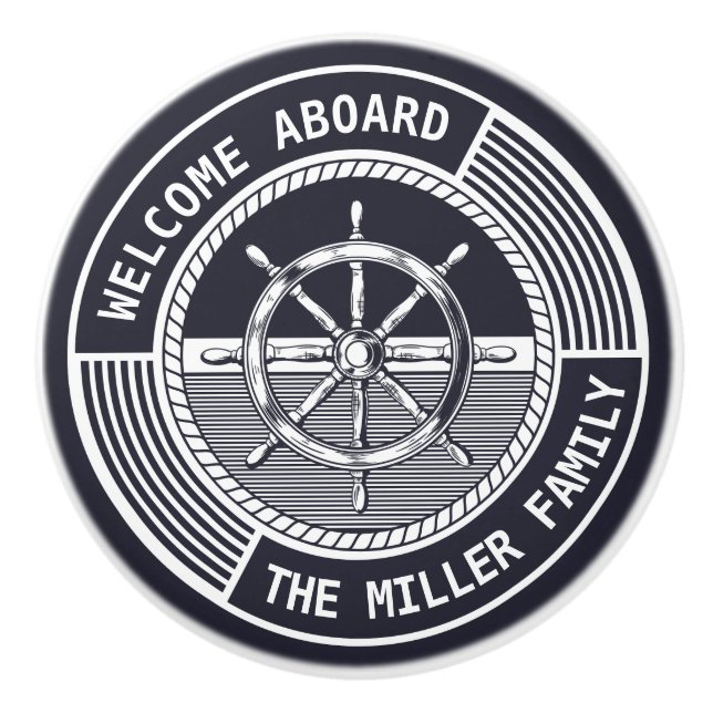 Nautical themed design with sailing wheel ceramic knob (Front)