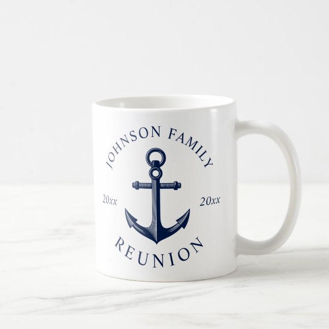 Nautical Themed Family Reunion Anchor Coffee Mug (Right)