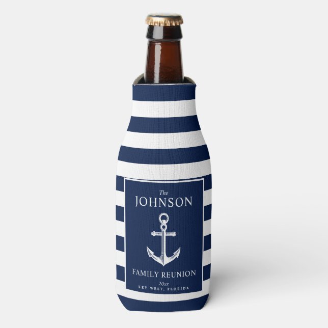 Nautical Themed Family Reunion Anchor Customised Bottle Cooler (Bottle Front)