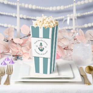 Nautical-Themed Floral Anchor White Aqua Teal Blue Favour Box