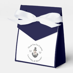 Nautical-Themed Floral Anchor White Navy Blue Favour Box