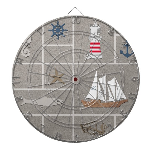 Nautical themed illustration dartboard (Front)